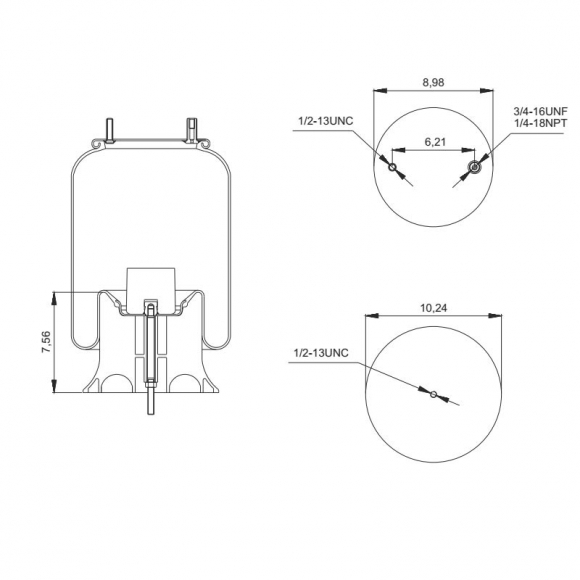 Reversible Sleeve Air Spring, Replaces Watson & Chalin AS-0057 & Firestone W01-358-9370 Air Springs