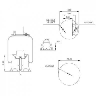 Reversible Sleeve Air Spring, Replaces Neway 90557146, Firestone W01-358-9471, and Goodyear 1R12-504
